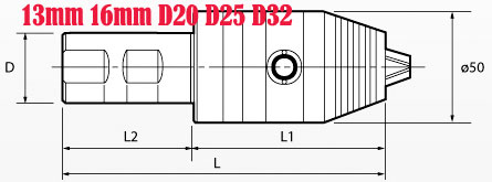 Kích thước đầu khoan 13mm 16mm đuôi trụ 2 vat